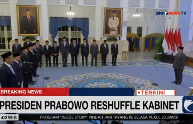 Presiden Prabowo Lakukan Reshuffle Kabinet Jilid Ketujuh